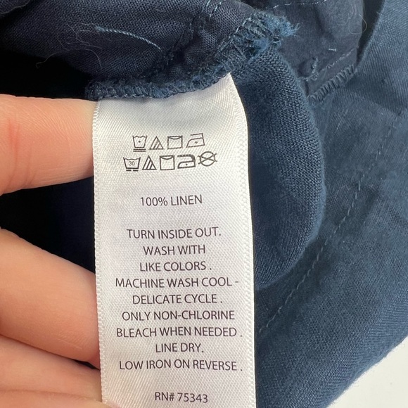 Artisan NY 100% Linen High Waist Shorts Size 10 Navy Blue - Picture 4 of 11